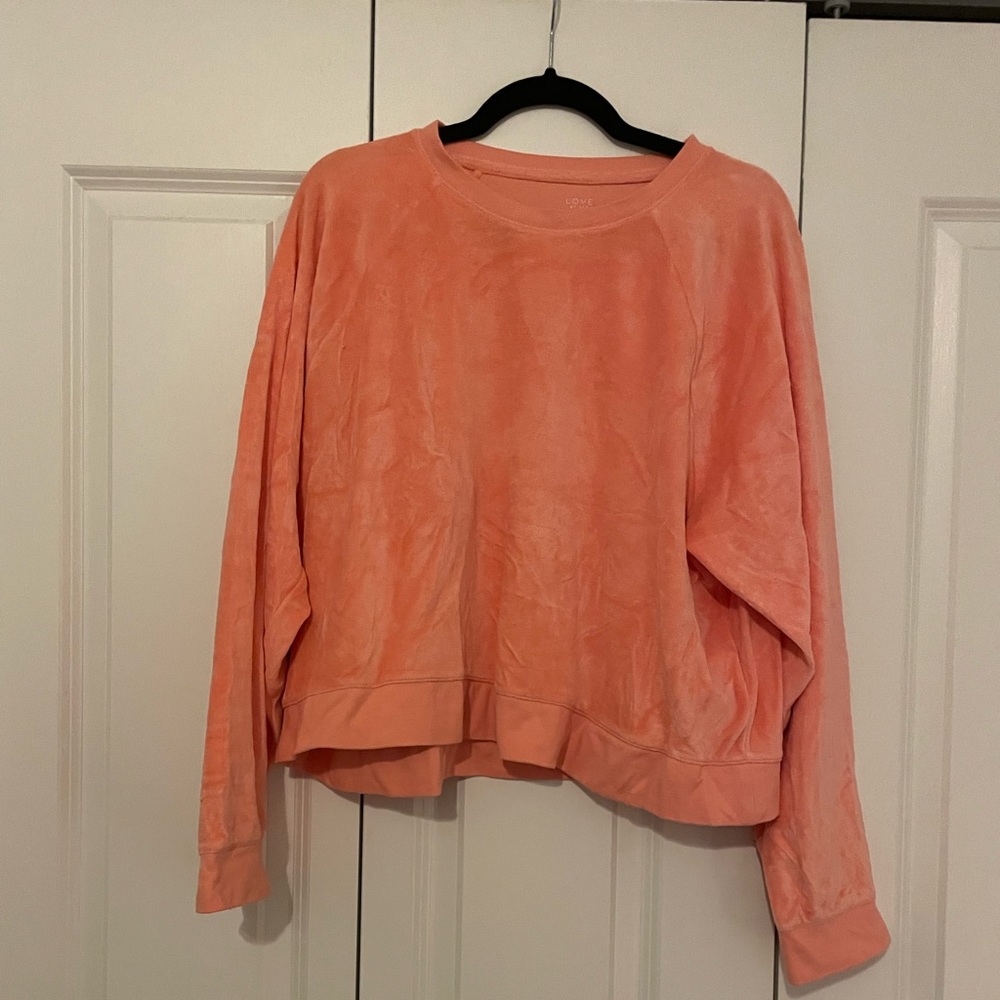 Gap Love by Gap velour peach crewneck sweatshirt size XL